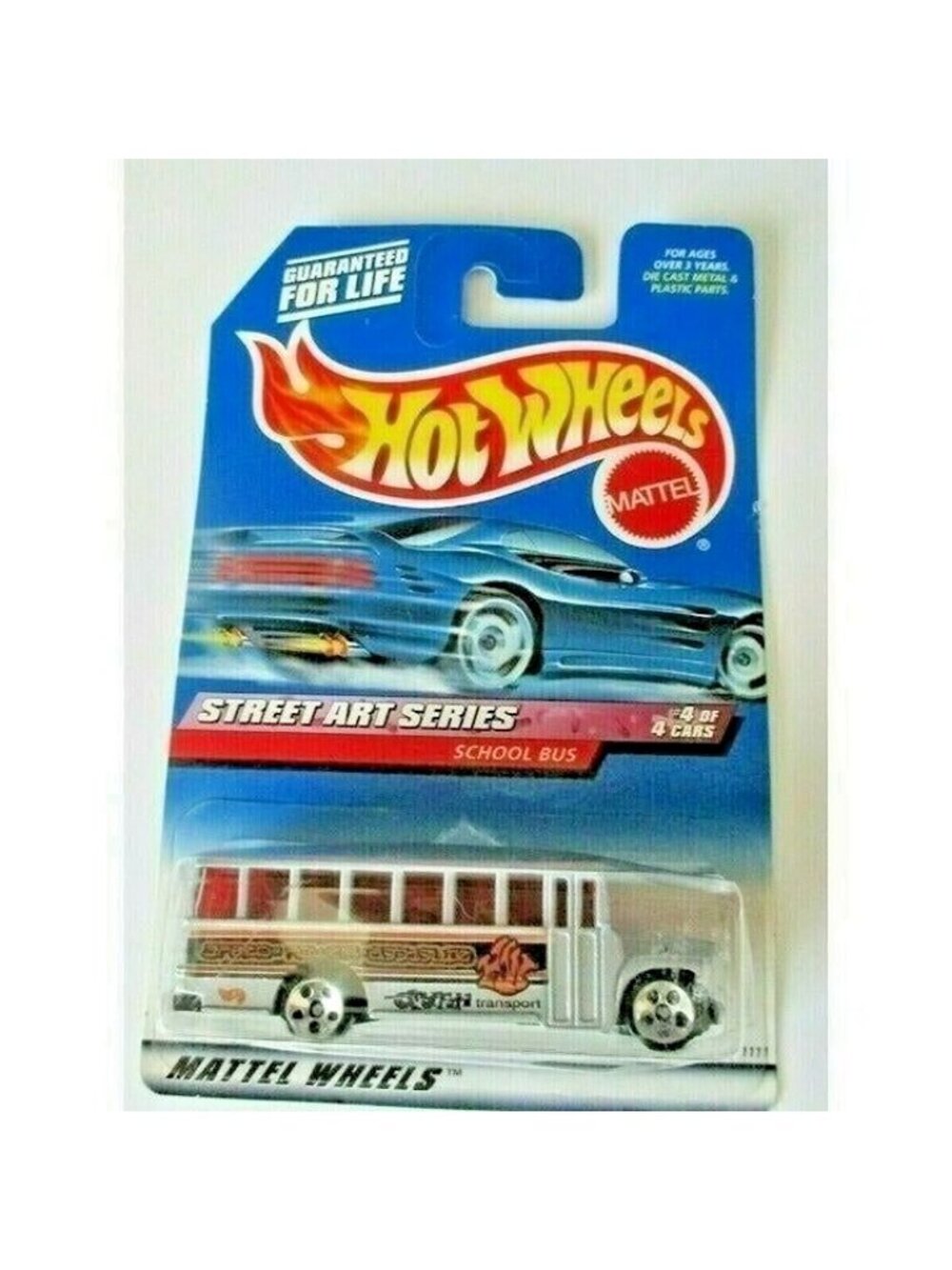Vintage Die Cast Hot Wheels 1999 Street Art Series School Bus Silver #4 1/64 New